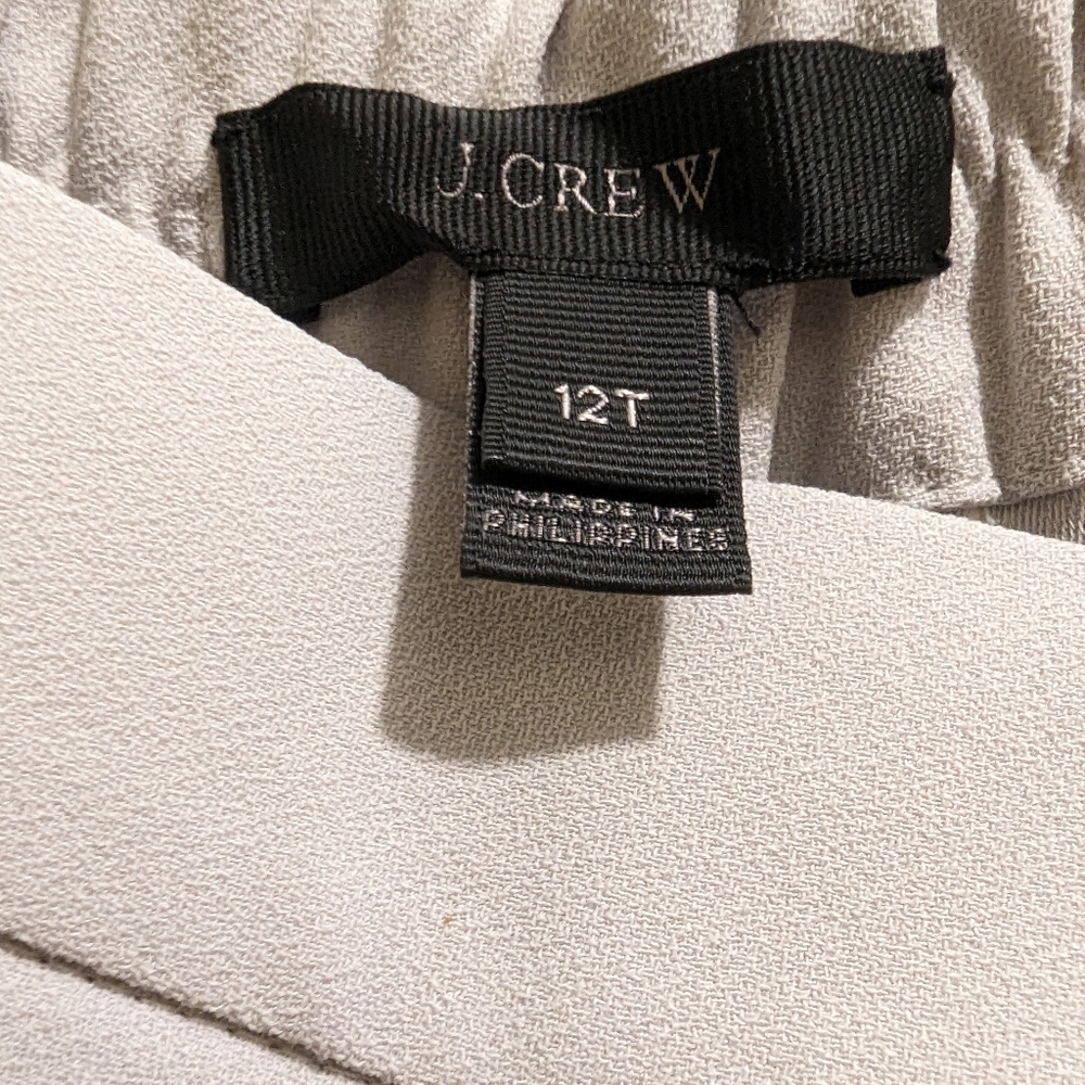 J. Crew Wide-Leg High Rise Crop Pant 365 Crepe Pleated Trousers Oyster Grey- 12T - Picture 5 of 9